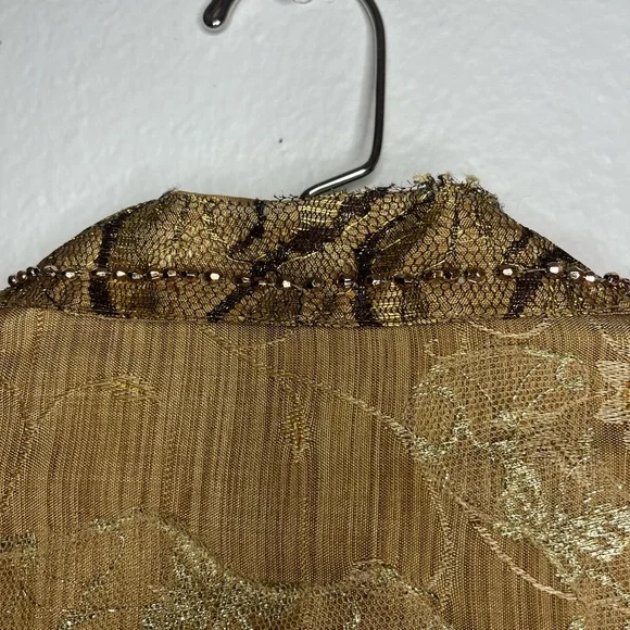 Sandy Starkman Gold Embroidered Jacket Blazer w/ Fish & Sea Turtle Design Size M - Picture 3 of 9